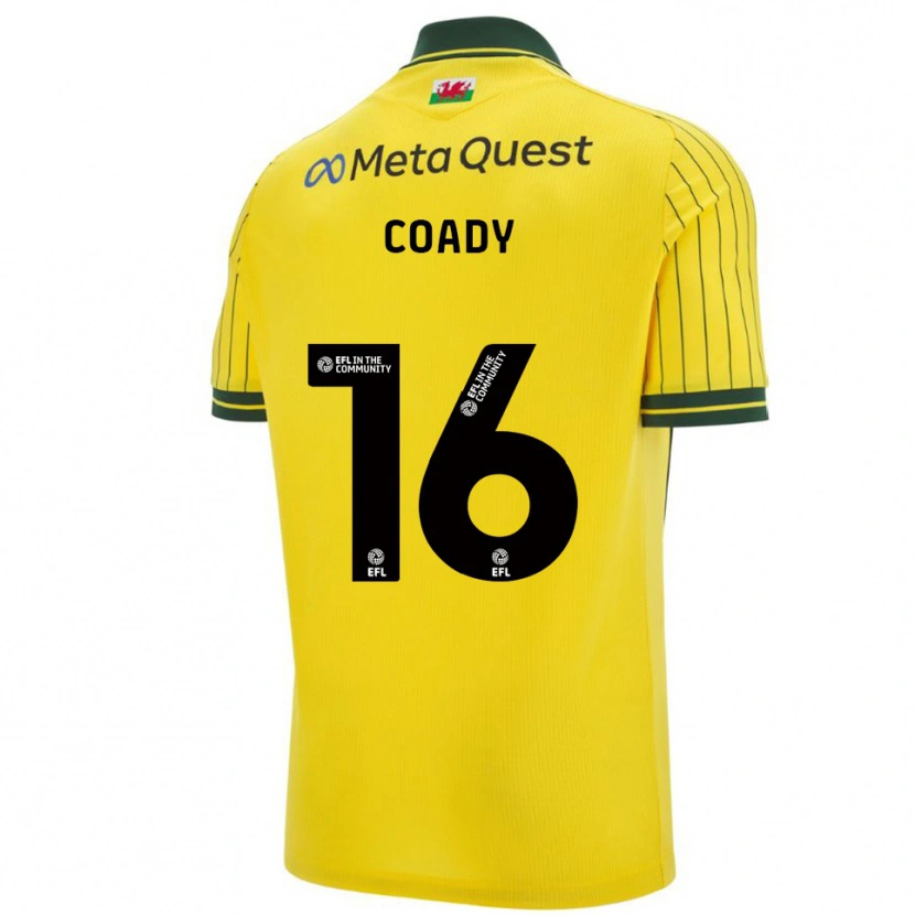 Danxen Kvinder Conor Coady #16 Gul Grøn Udebane Spillertrøjer 2025/26 Trøje T-Shirt
