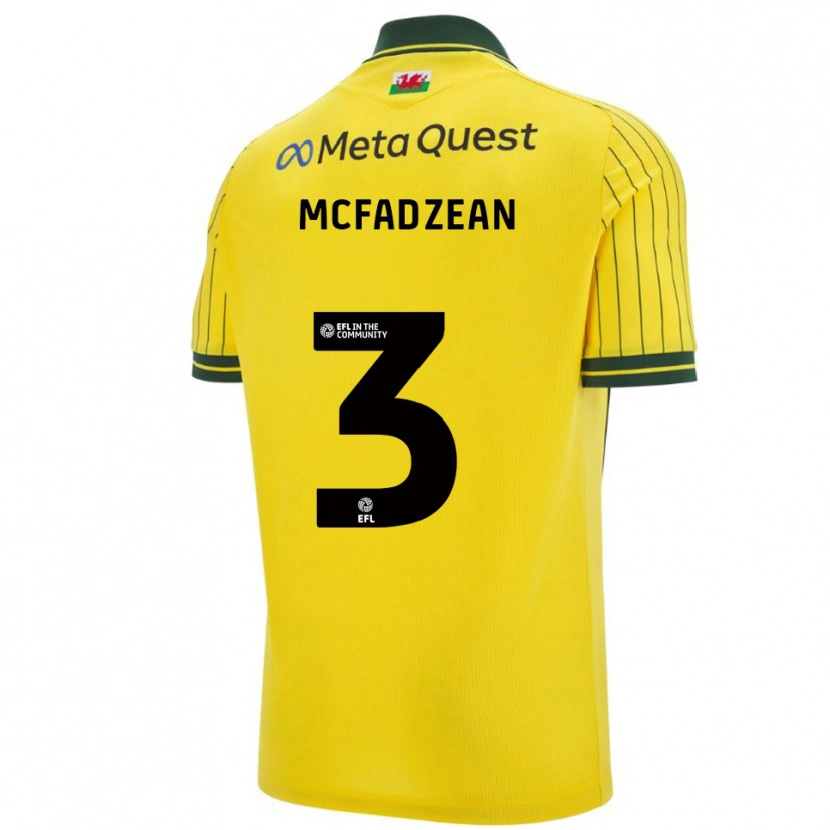 Danxen Kvinder Callum Mcfadzean #3 Gul Grøn Udebane Spillertrøjer 2025/26 Trøje T-Shirt