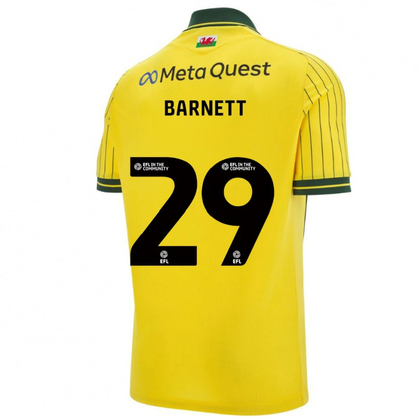 Danxen Kvinder Ryan Barnett #29 Gul Grøn Udebane Spillertrøjer 2025/26 Trøje T-Shirt