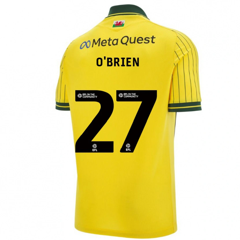 Danxen Kvinder Lewis O'brien #27 Gul Grøn Udebane Spillertrøjer 2025/26 Trøje T-Shirt