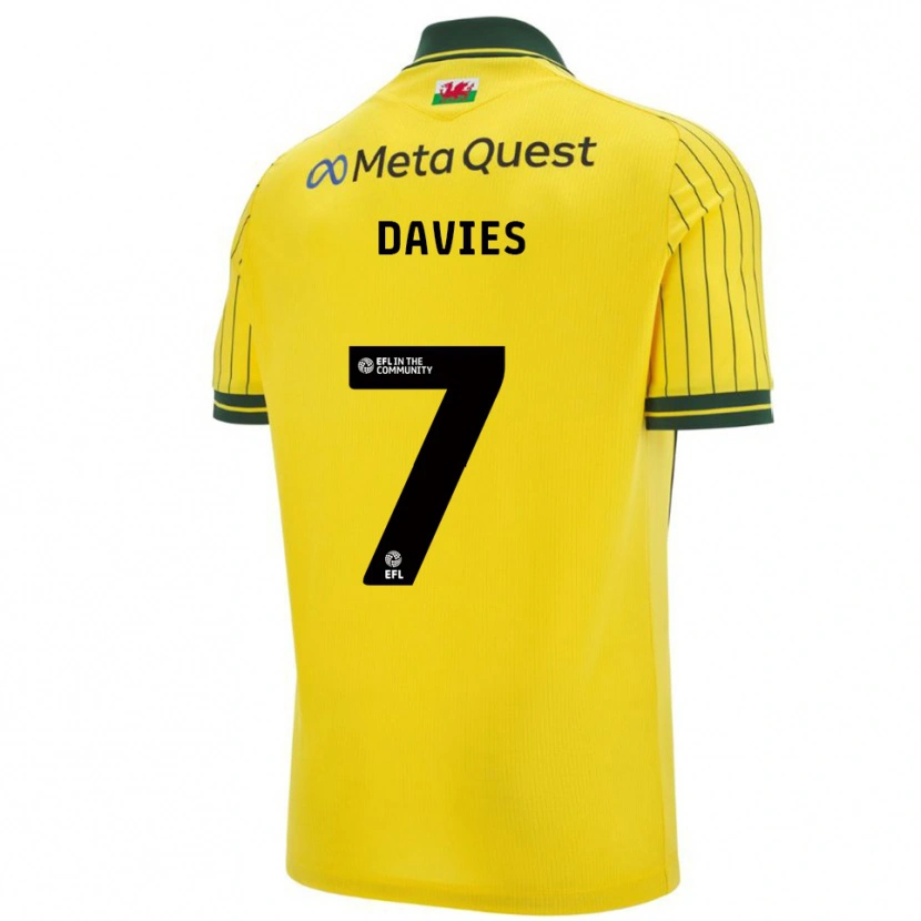 Danxen Kvinder Jordan Davies #7 Gul Grøn Udebane Spillertrøjer 2025/26 Trøje T-Shirt