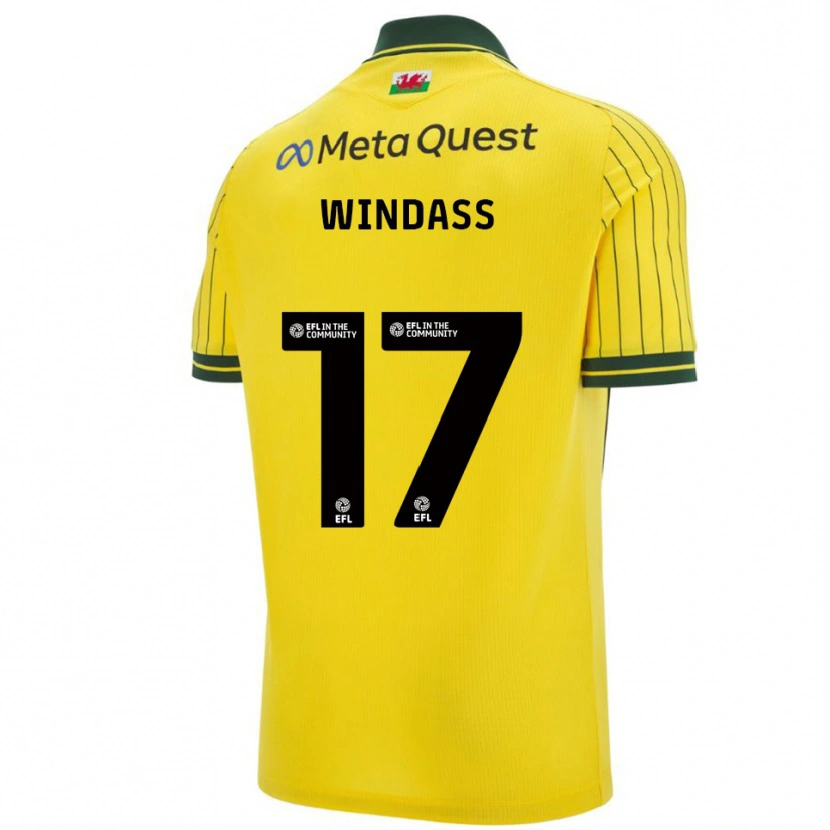 Danxen Kvinder Josh Windass #17 Gul Grøn Udebane Spillertrøjer 2025/26 Trøje T-Shirt
