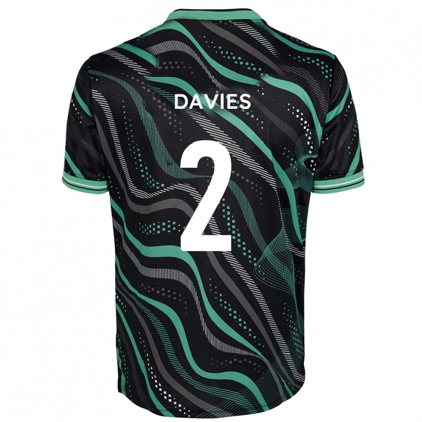 Danxen Kvinder Archie Davies #2 Sort Grøn Udebane Spillertrøjer 2025/26 Trøje T-Shirt