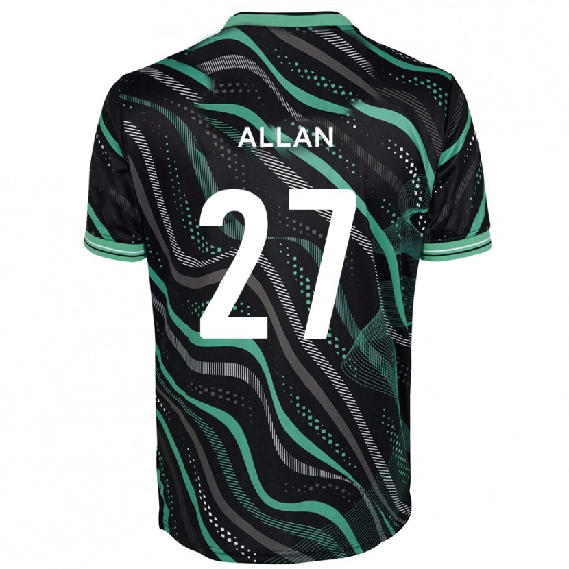 Danxen Kvinder Jake Allan #27 Sort Grøn Udebane Spillertrøjer 2025/26 Trøje T-Shirt