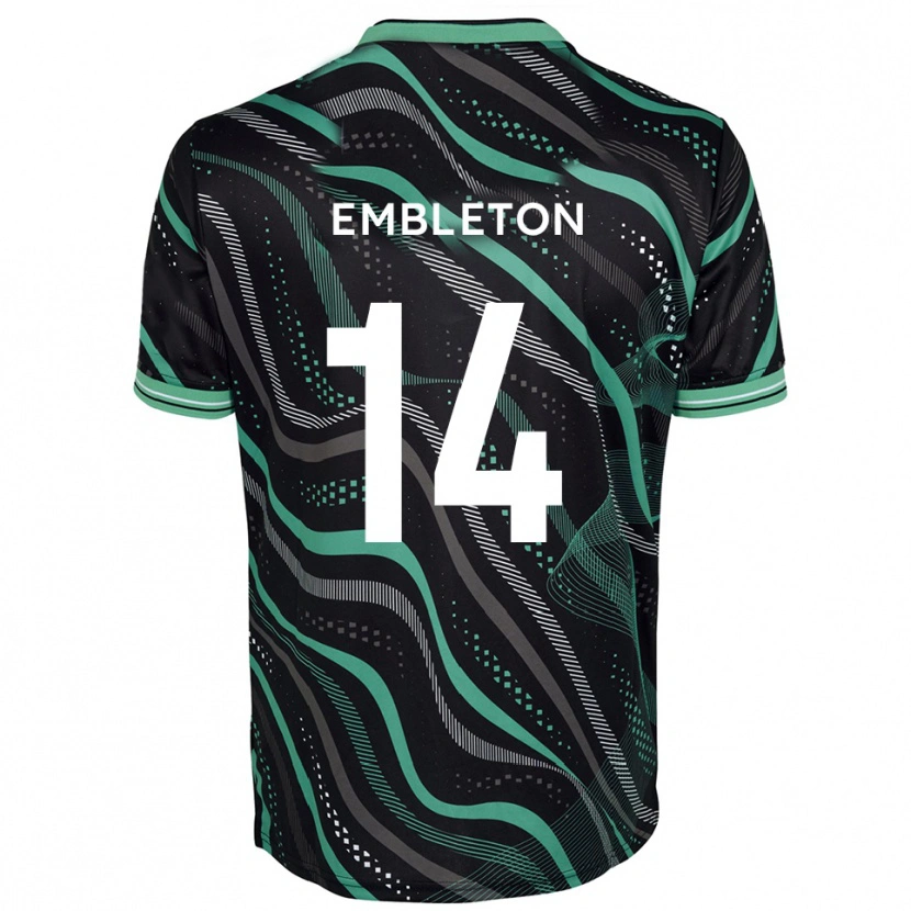 Danxen Kvinder Elliot Embleton #14 Sort Grøn Udebane Spillertrøjer 2025/26 Trøje T-Shirt
