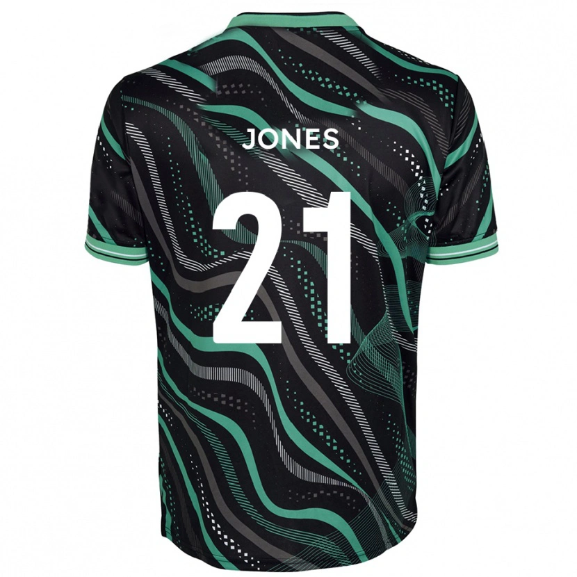 Danxen Kvinder Jordan Jones #21 Sort Grøn Udebane Spillertrøjer 2025/26 Trøje T-Shirt
