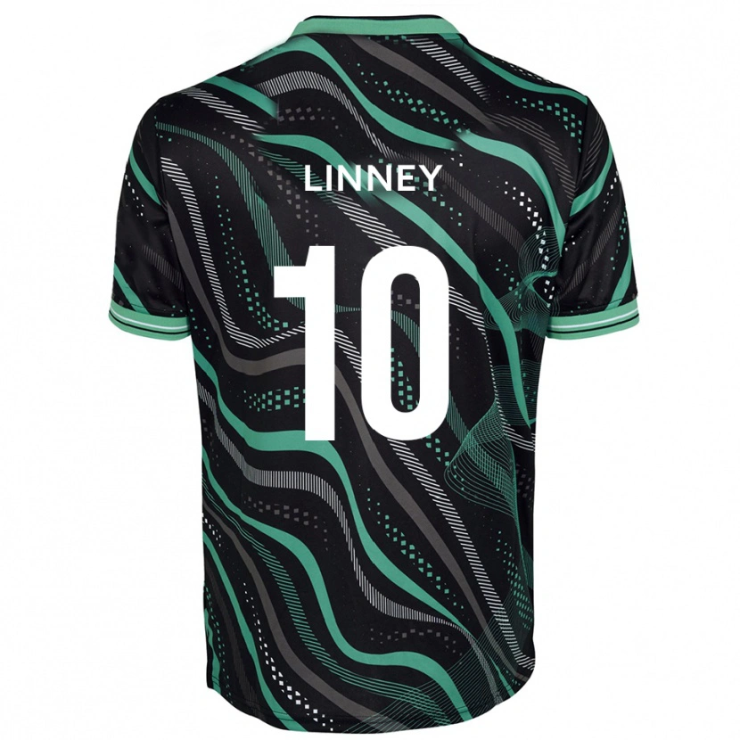 Danxen Kvinder Regan Linney #10 Sort Grøn Udebane Spillertrøjer 2025/26 Trøje T-Shirt