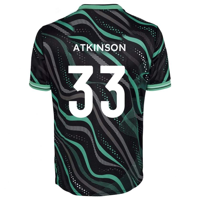 Danxen Kvinder Hayden Atkinson #33 Sort Grøn Udebane Spillertrøjer 2025/26 Trøje T-Shirt