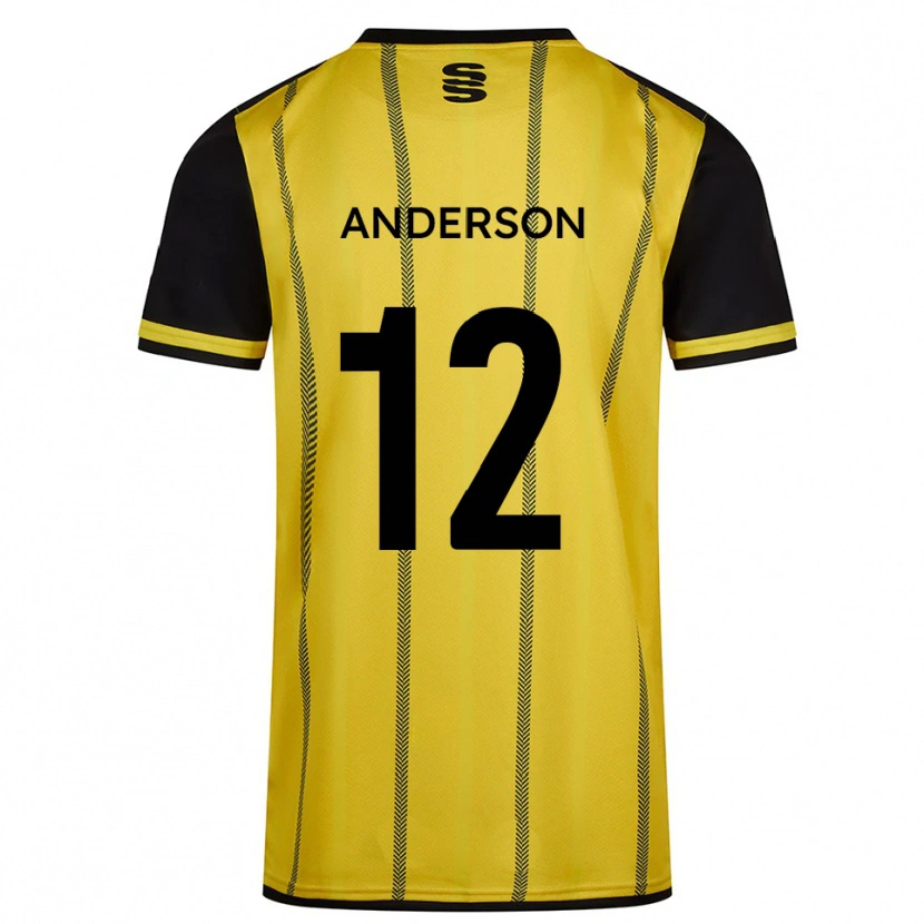Danxen Kvinder Zea Anderson #12 Gul Sort Udebane Spillertrøjer 2025/26 Trøje T-Shirt