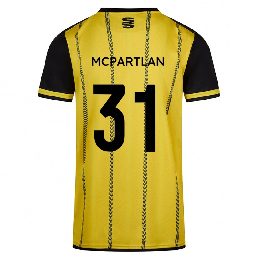 Danxen Kvinder Cian Mcpartlan #31 Gul Sort Udebane Spillertrøjer 2025/26 Trøje T-Shirt