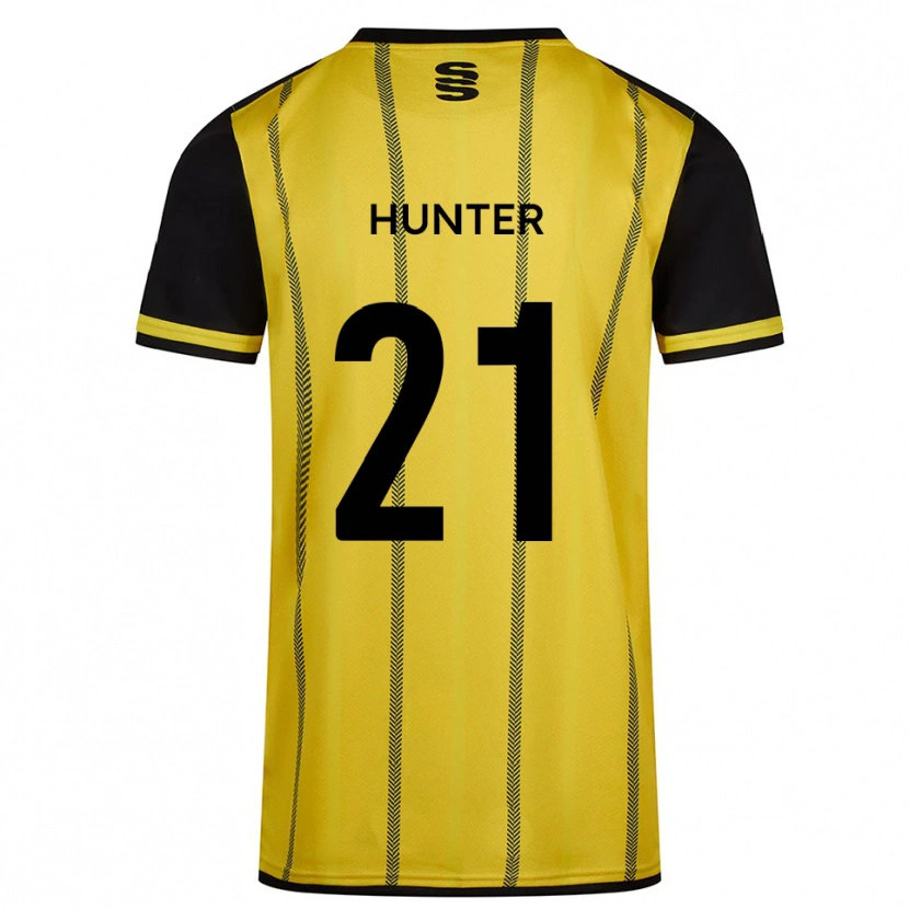 Danxen Kvinder Megan Hunter #21 Gul Sort Udebane Spillertrøjer 2025/26 Trøje T-Shirt