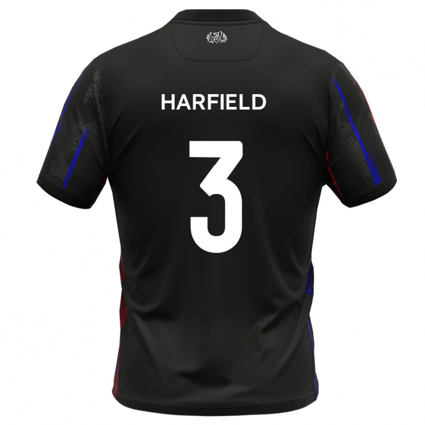 Danxen Kvinder Ollie Harfield #3 Sort Rød Udebane Spillertrøjer 2025/26 Trøje T-Shirt