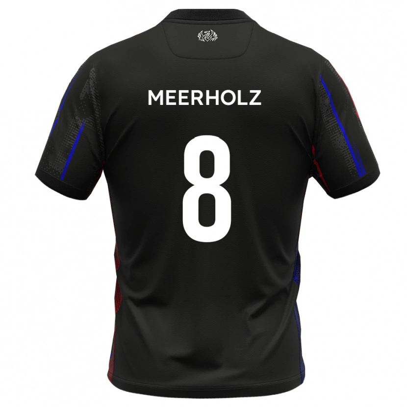 Danxen Kvinder Jed Meerholz #8 Sort Rød Udebane Spillertrøjer 2025/26 Trøje T-Shirt