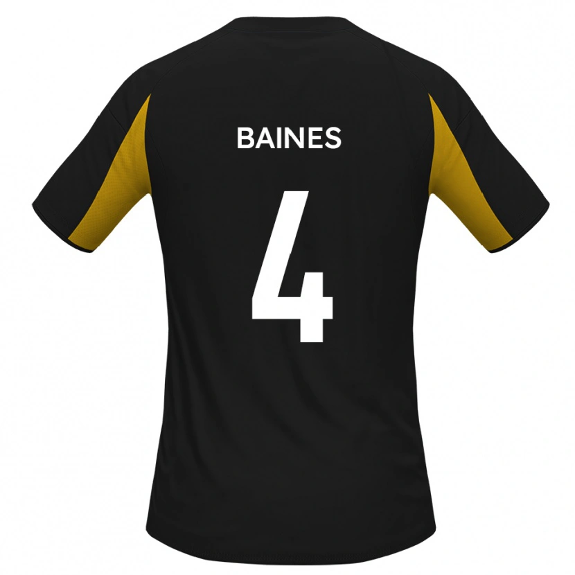 Danxen Kvinder Lewis Baines #4 Sort Gul Udebane Spillertrøjer 2025/26 Trøje T-Shirt