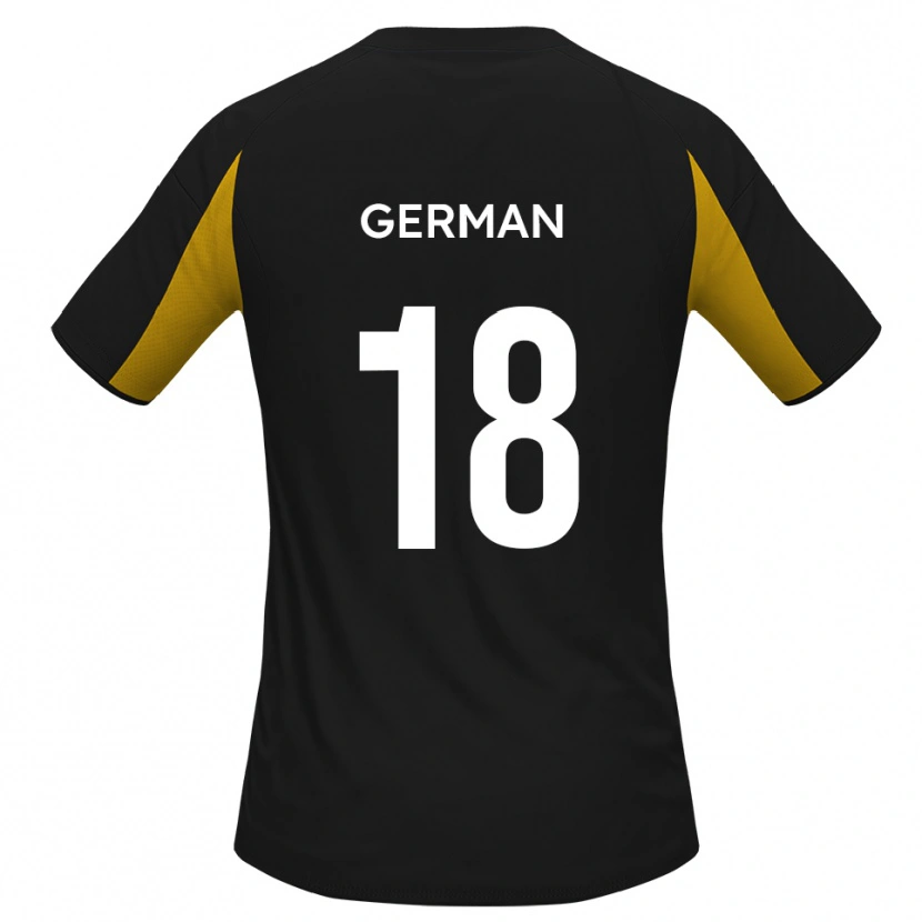 Danxen Kvinder Owen German #18 Sort Gul Udebane Spillertrøjer 2025/26 Trøje T-Shirt
