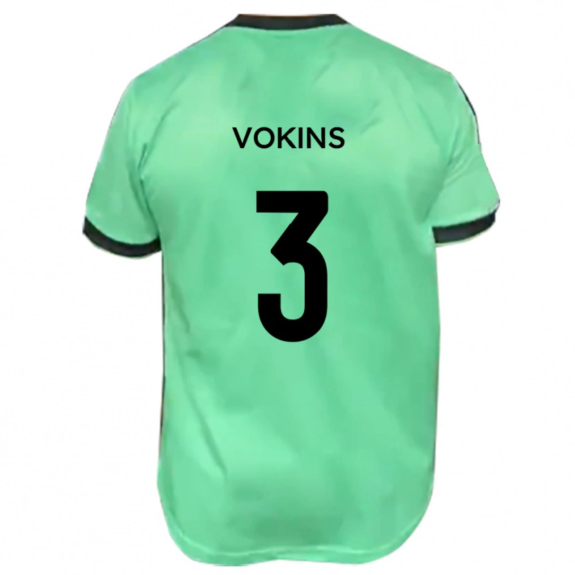 Danxen Kvinder Jake Vokins #3 Turkis Sort Udebane Spillertrøjer 2025/26 Trøje T-Shirt