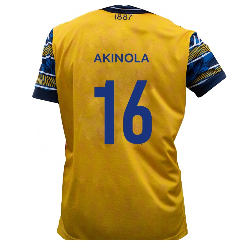 Danxen Kvinder Tunji Akinola #16 Gul Sort Udebane Spillertrøjer 2025/26 Trøje T-Shirt