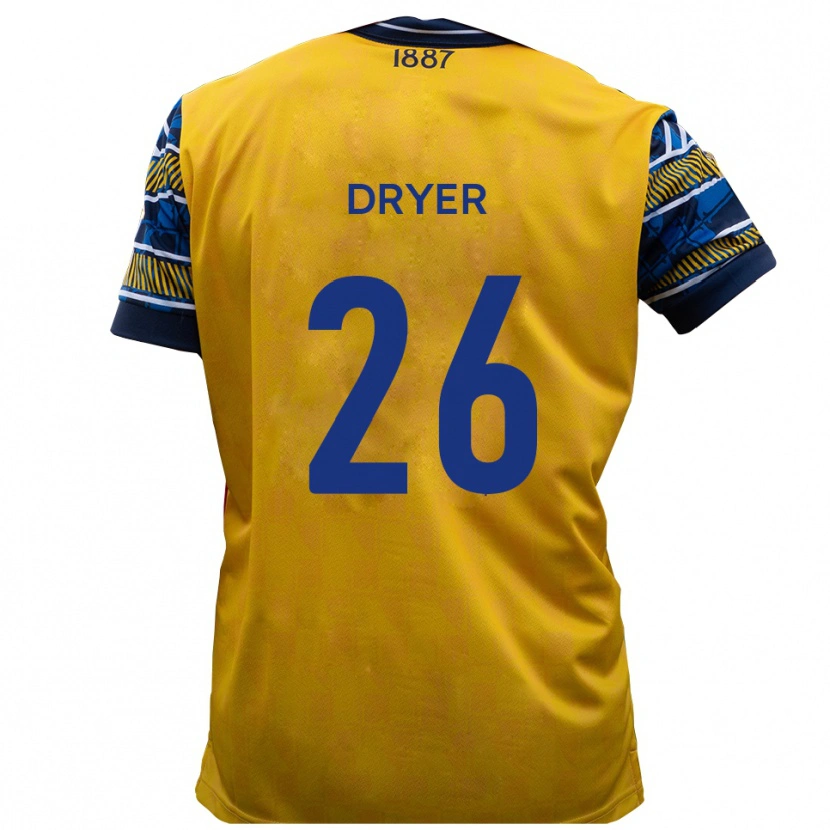 Danxen Kvinder Tom Dryer #26 Gul Sort Udebane Spillertrøjer 2025/26 Trøje T-Shirt