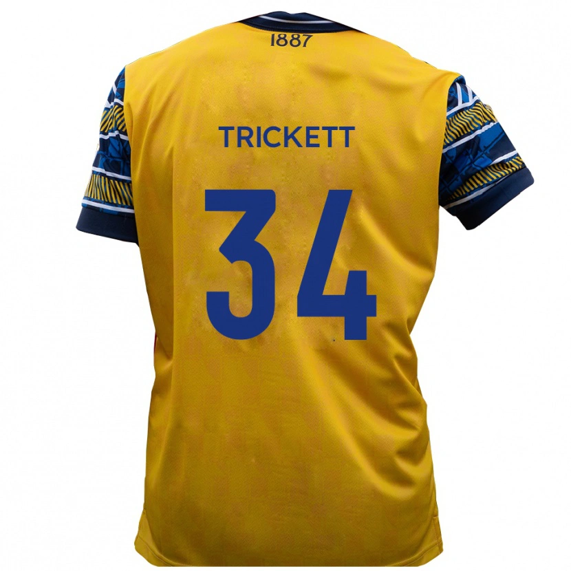 Danxen Kvinder Joden Trickett #34 Gul Sort Udebane Spillertrøjer 2025/26 Trøje T-Shirt