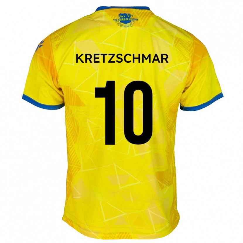 Danxen Kvinder Max Kretzschmar #10 Gul Blå Udebane Spillertrøjer 2025/26 Trøje T-Shirt