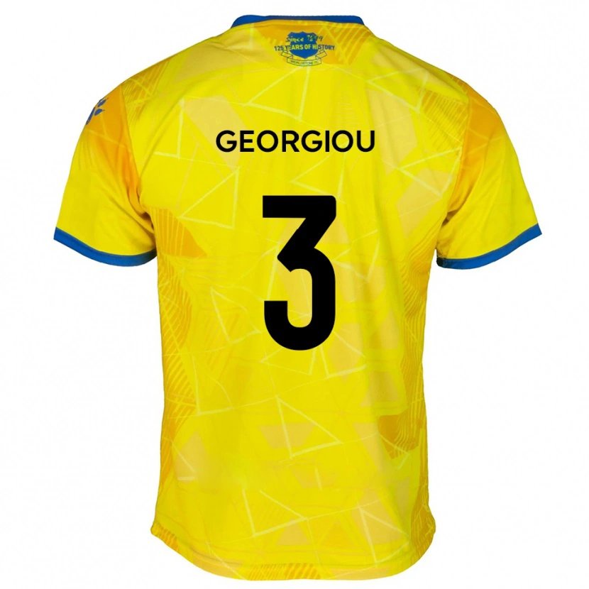 Danxen Kvinder Anthony Georgiou #3 Gul Blå Udebane Spillertrøjer 2025/26 Trøje T-Shirt