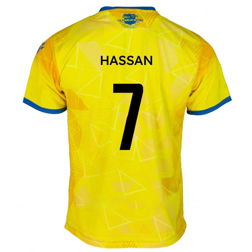 Danxen Kvinder Sakariya Hassan #7 Gul Blå Udebane Spillertrøjer 2025/26 Trøje T-Shirt