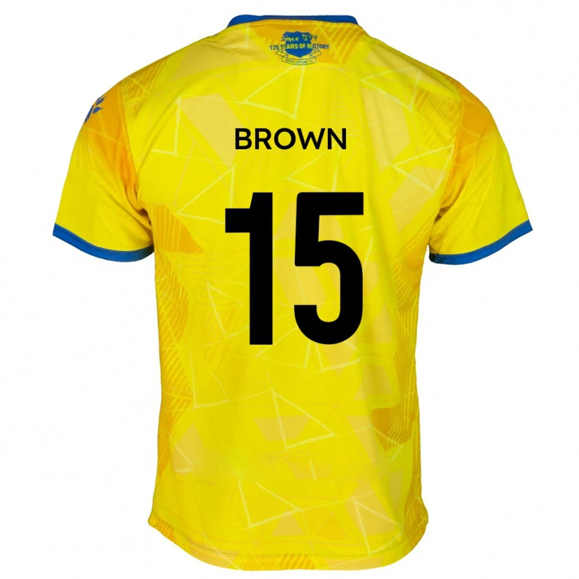 Danxen Kvinder Jed Brown #15 Gul Blå Udebane Spillertrøjer 2025/26 Trøje T-Shirt