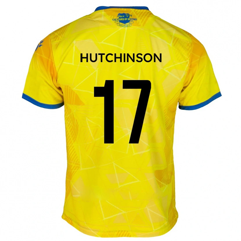 Danxen Kvinder Dom Hutchinson #17 Gul Blå Udebane Spillertrøjer 2025/26 Trøje T-Shirt
