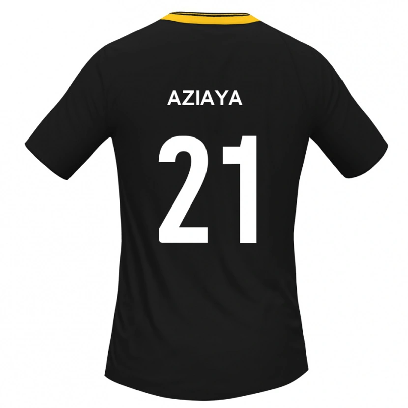 Danxen Kvinder David Aziaya #21 Sort Gul Udebane Spillertrøjer 2025/26 Trøje T-Shirt