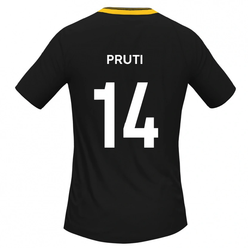 Danxen Kvinder Edon Pruti #14 Sort Gul Udebane Spillertrøjer 2025/26 Trøje T-Shirt