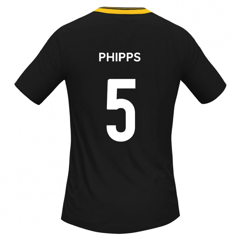 Danxen Kvinder Harry Phipps #5 Sort Gul Udebane Spillertrøjer 2025/26 Trøje T-Shirt
