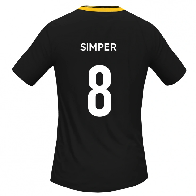 Danxen Kvinder Lewis Simper #8 Sort Gul Udebane Spillertrøjer 2025/26 Trøje T-Shirt