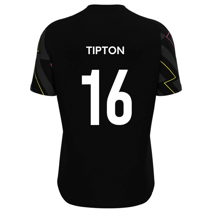Danxen Kvinder Ollie Tipton #16 Sort Grå Udebane Spillertrøjer 2025/26 Trøje T-Shirt