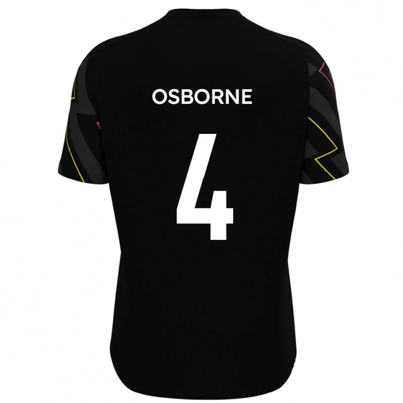 Danxen Kvinder Jamey Osborne #4 Sort Grå Udebane Spillertrøjer 2025/26 Trøje T-Shirt