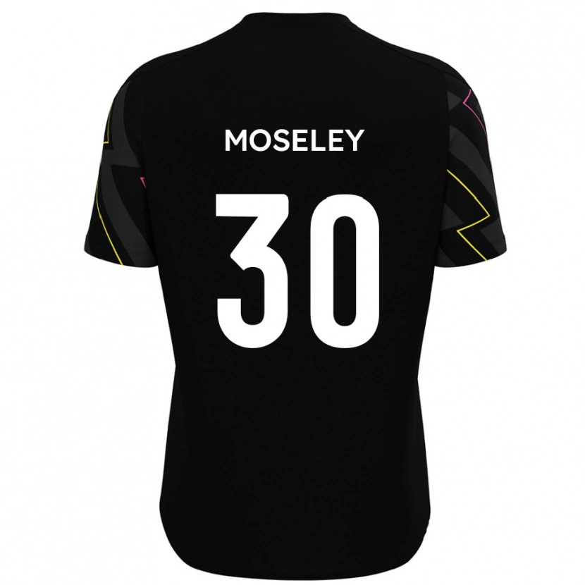 Danxen Kvinder Kyle Moseley #30 Sort Grå Udebane Spillertrøjer 2025/26 Trøje T-Shirt