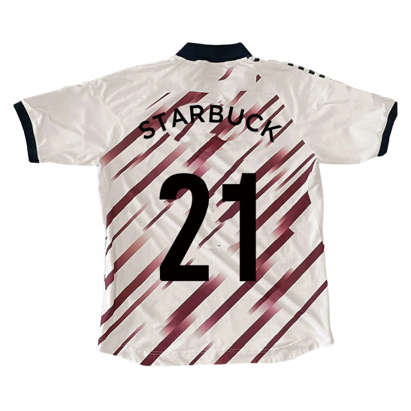 Danxen Kvinder Joe Starbuck #21 Hvid Rød Udebane Spillertrøjer 2025/26 Trøje T-Shirt