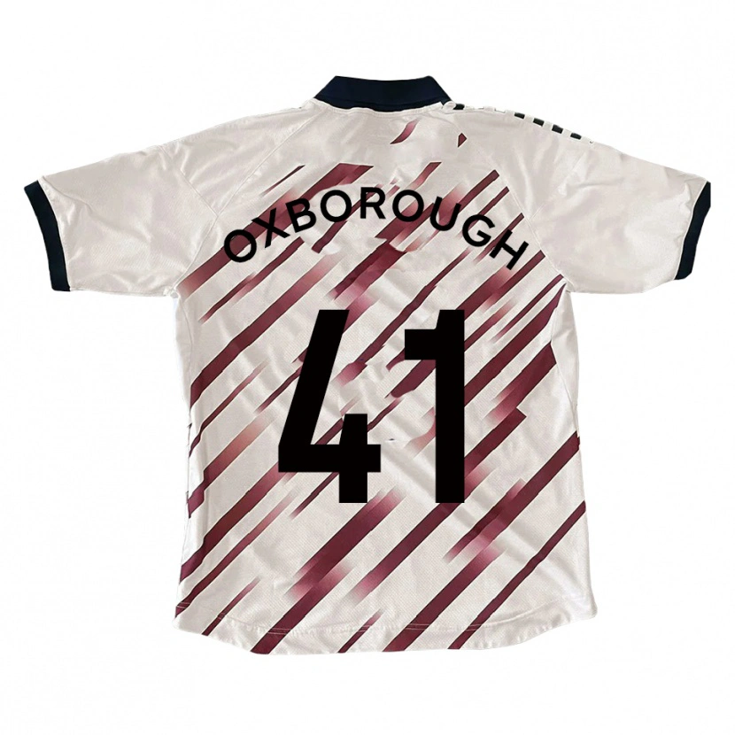Danxen Kvinder Ewan Oxborough #41 Hvid Rød Udebane Spillertrøjer 2025/26 Trøje T-Shirt