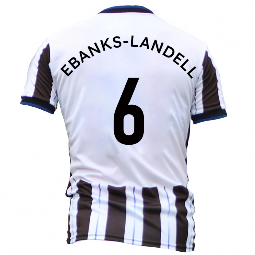 Danxen Kvinder Ethan Ebanks-Landell #6 Hvid Sort Udebane Spillertrøjer 2025/26 Trøje T-Shirt