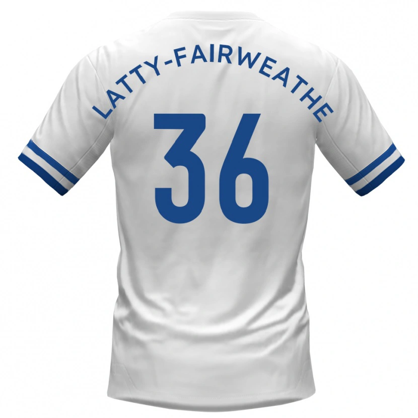 Danxen Kvinder Thierry Latty-Fairweather #36 Hvid Blå Udebane Spillertrøjer 2025/26 Trøje T-Shirt