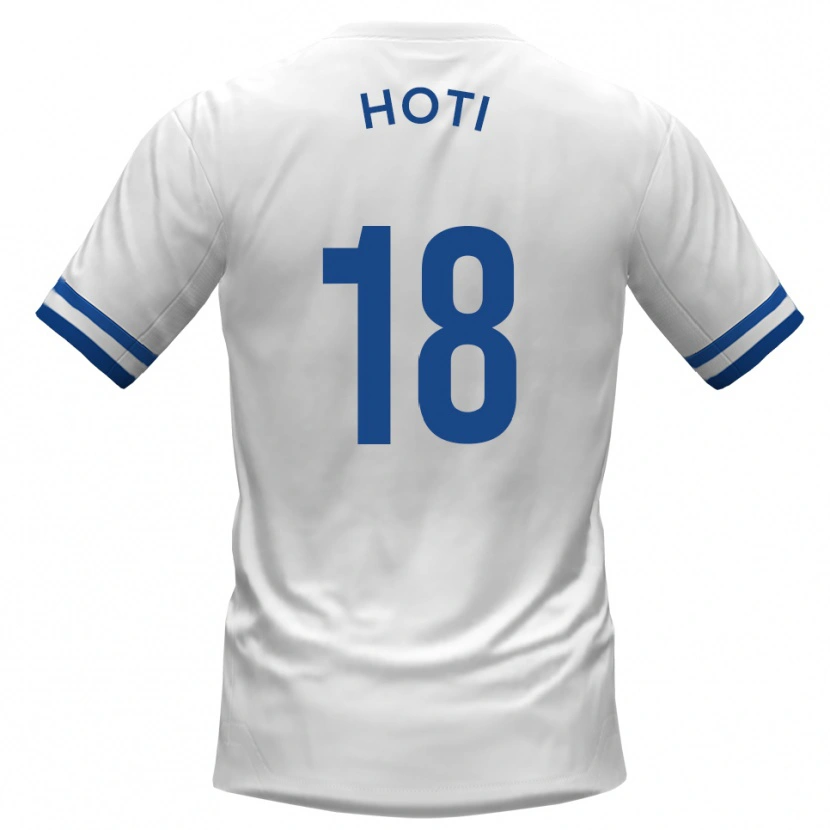 Danxen Kvinder Florent Hoti #18 Hvid Blå Udebane Spillertrøjer 2025/26 Trøje T-Shirt