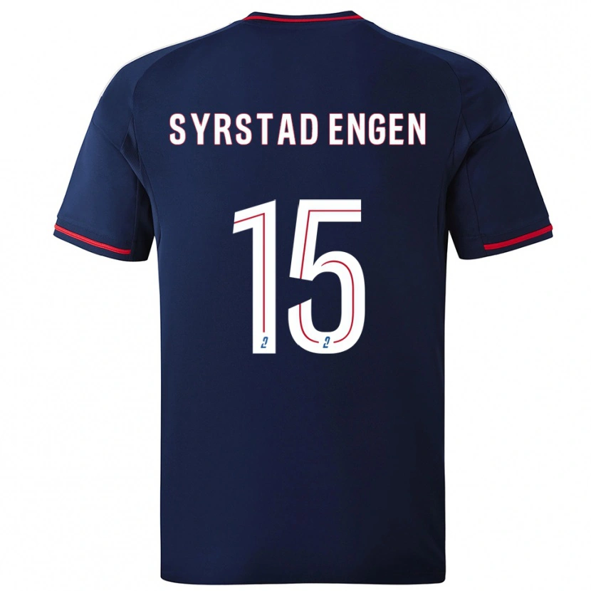 Danxen Kvinder Ingrid Syrstad Engen #15 Marine Rød Udebane Spillertrøjer 2025/26 Trøje T-Shirt