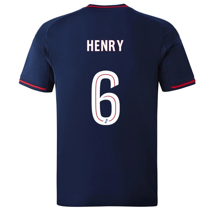 Danxen Kvinder Amandine Henry #6 Marine Rød Udebane Spillertrøjer 2025/26 Trøje T-Shirt