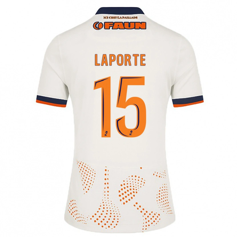 Danxen Kvinder Julien Laporte #15 Hvid Orange Udebane Spillertrøjer 2025/26 Trøje T-Shirt