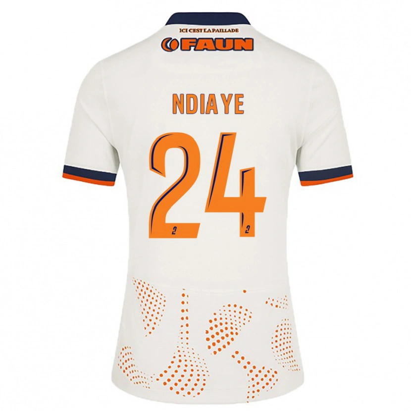 Danxen Kvinder Junior Ndiaye #24 Hvid Orange Udebane Spillertrøjer 2025/26 Trøje T-Shirt