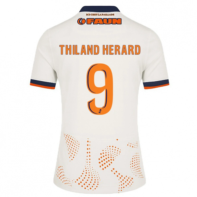 Danxen Kvinder Robin Thiland-Herard #9 Hvid Orange Udebane Spillertrøjer 2025/26 Trøje T-Shirt