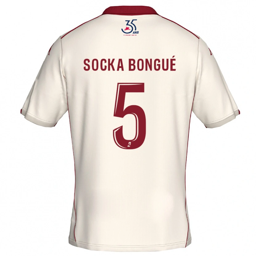 Danxen Kvinder Loïc Socka Bongué #5 Hvid Burgundy Udebane Spillertrøjer 2025/26 Trøje T-Shirt