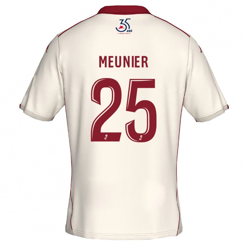 Danxen Kvinder Emma Meunier #25 Hvid Burgundy Udebane Spillertrøjer 2025/26 Trøje T-Shirt