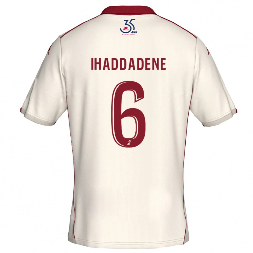 Danxen Kvinder Ilan Ihaddadene #6 Hvid Burgundy Udebane Spillertrøjer 2025/26 Trøje T-Shirt