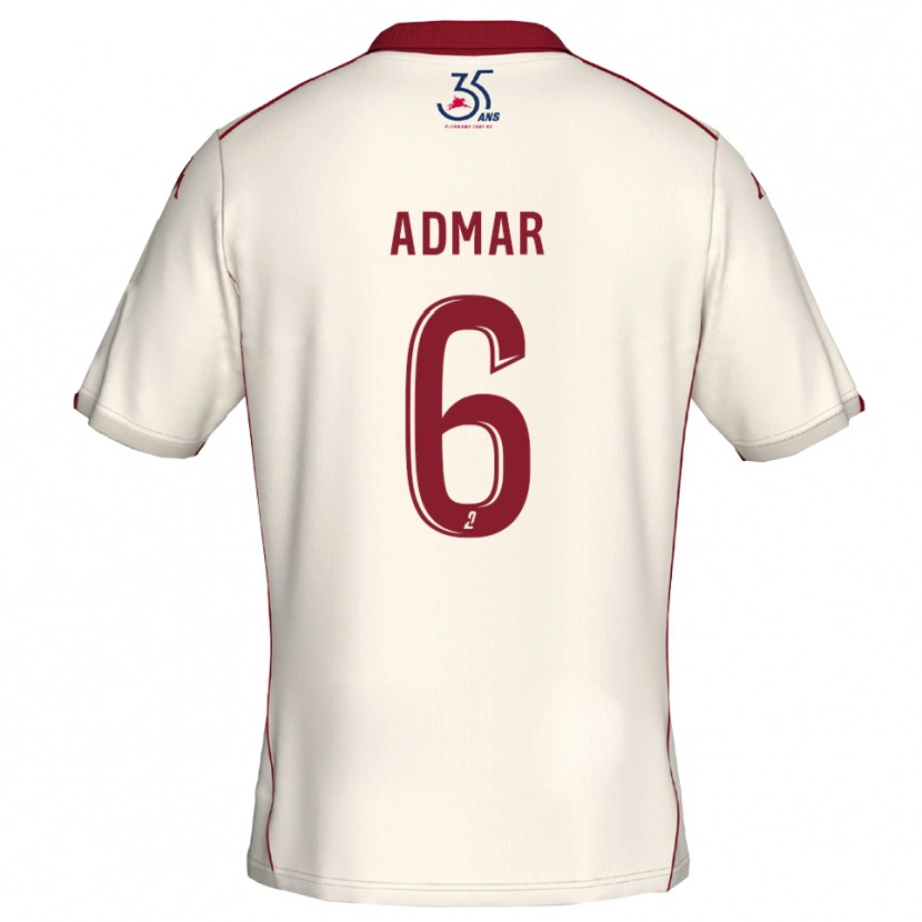 Danxen Kvinder Marouane Admar #6 Hvid Burgundy Udebane Spillertrøjer 2025/26 Trøje T-Shirt