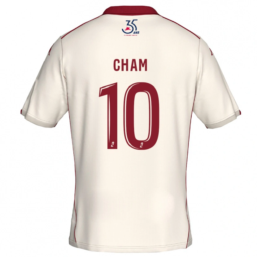 Danxen Kvinder Muhammed Cham #10 Hvid Burgundy Udebane Spillertrøjer 2025/26 Trøje T-Shirt